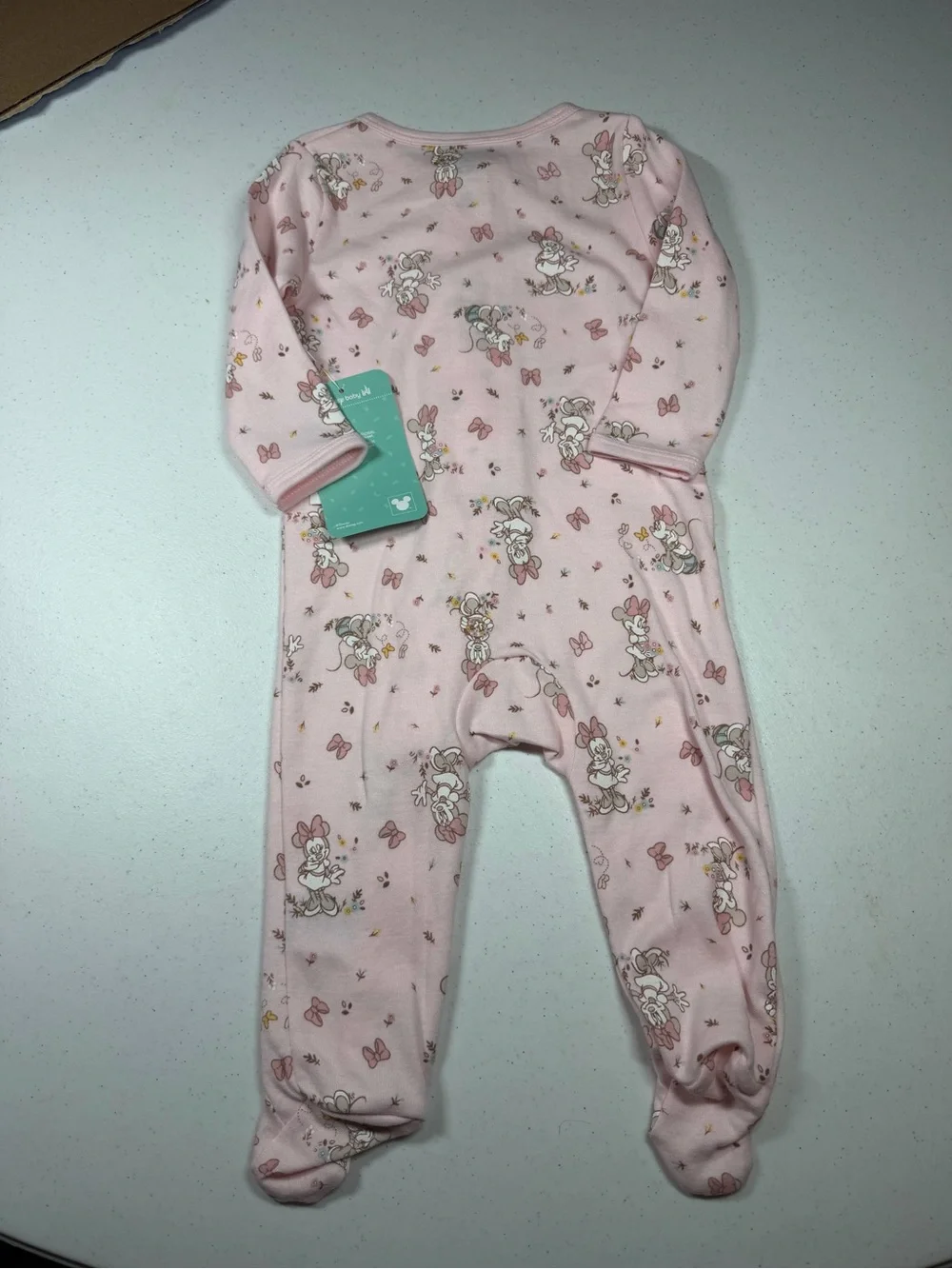 Disney Pink Minnie Mouse Ruffle Zip Footed One-Piece Size 6/9 months